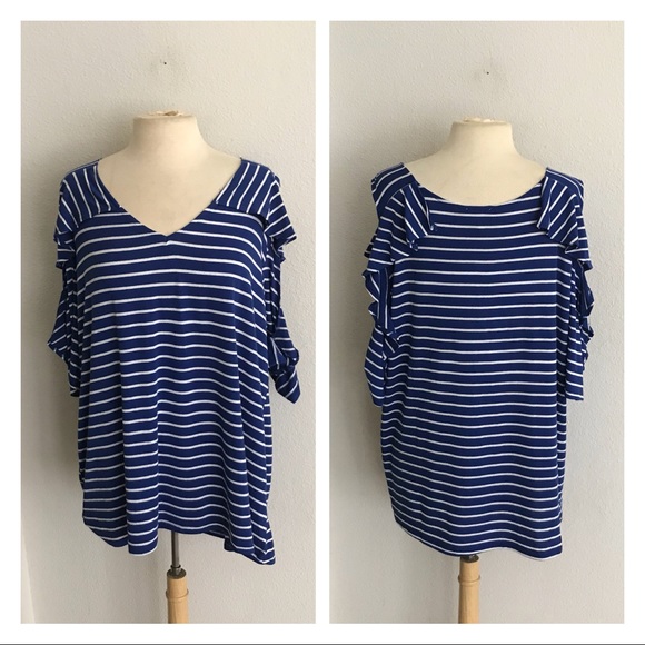 Como Blu Tops - Como Blu cold shoulder top